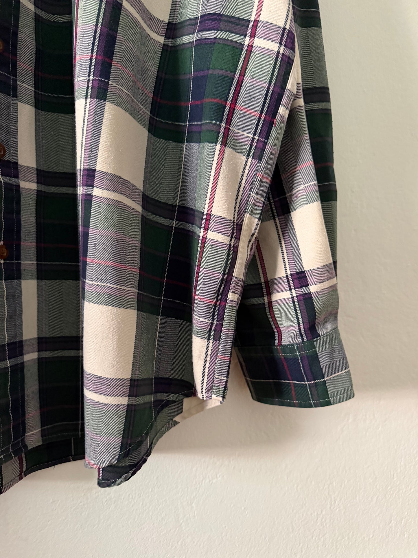 1980s L.L. Bean herringbone textured plaid shirt