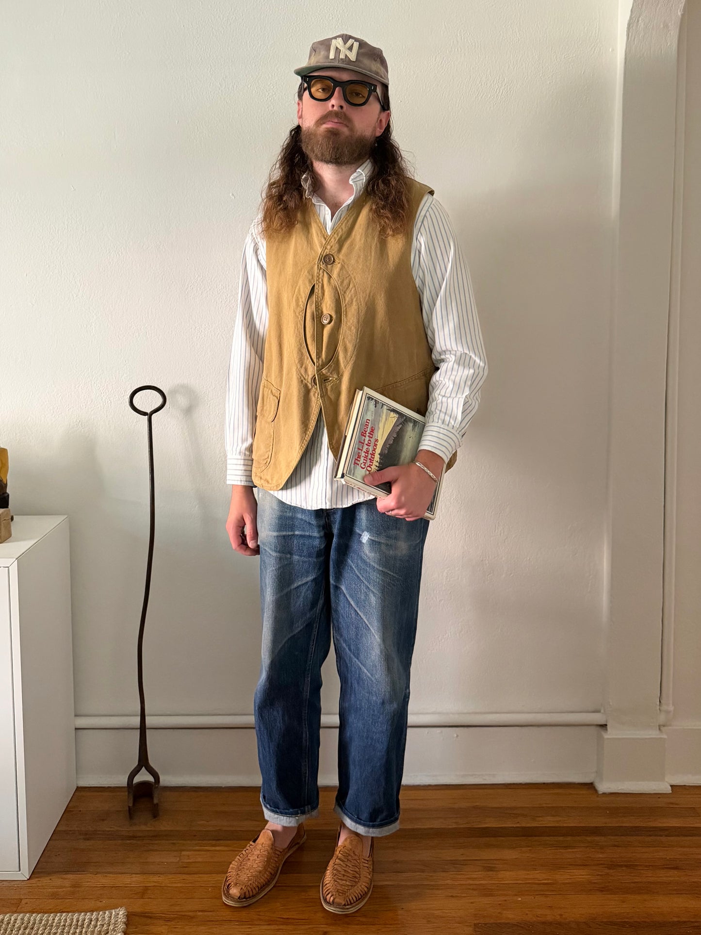 1990s L.L. Bean white/blue striped oxford shirt