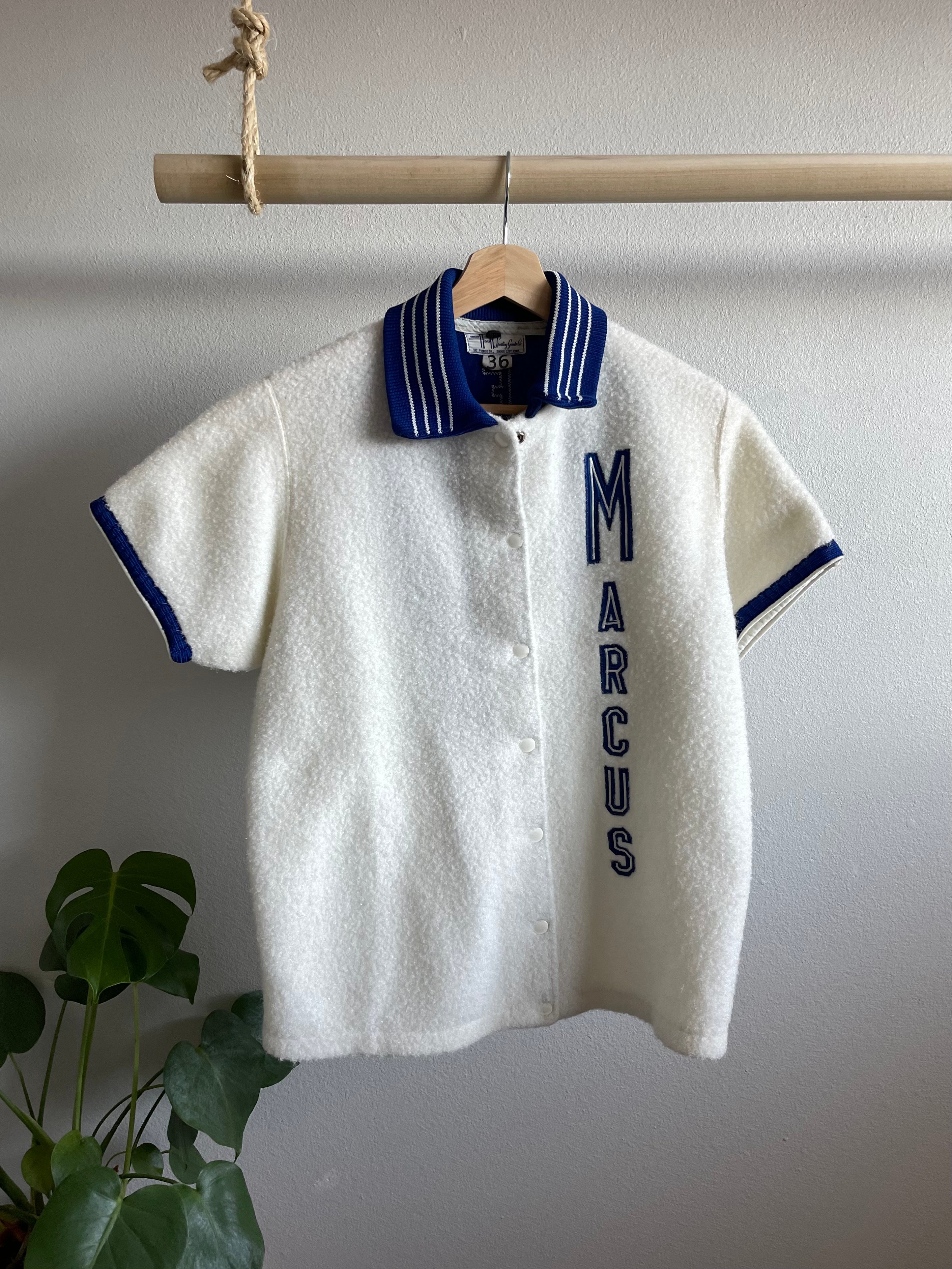 1950s 'Marcus Eagles' high school basketball fleece warm-up jacket