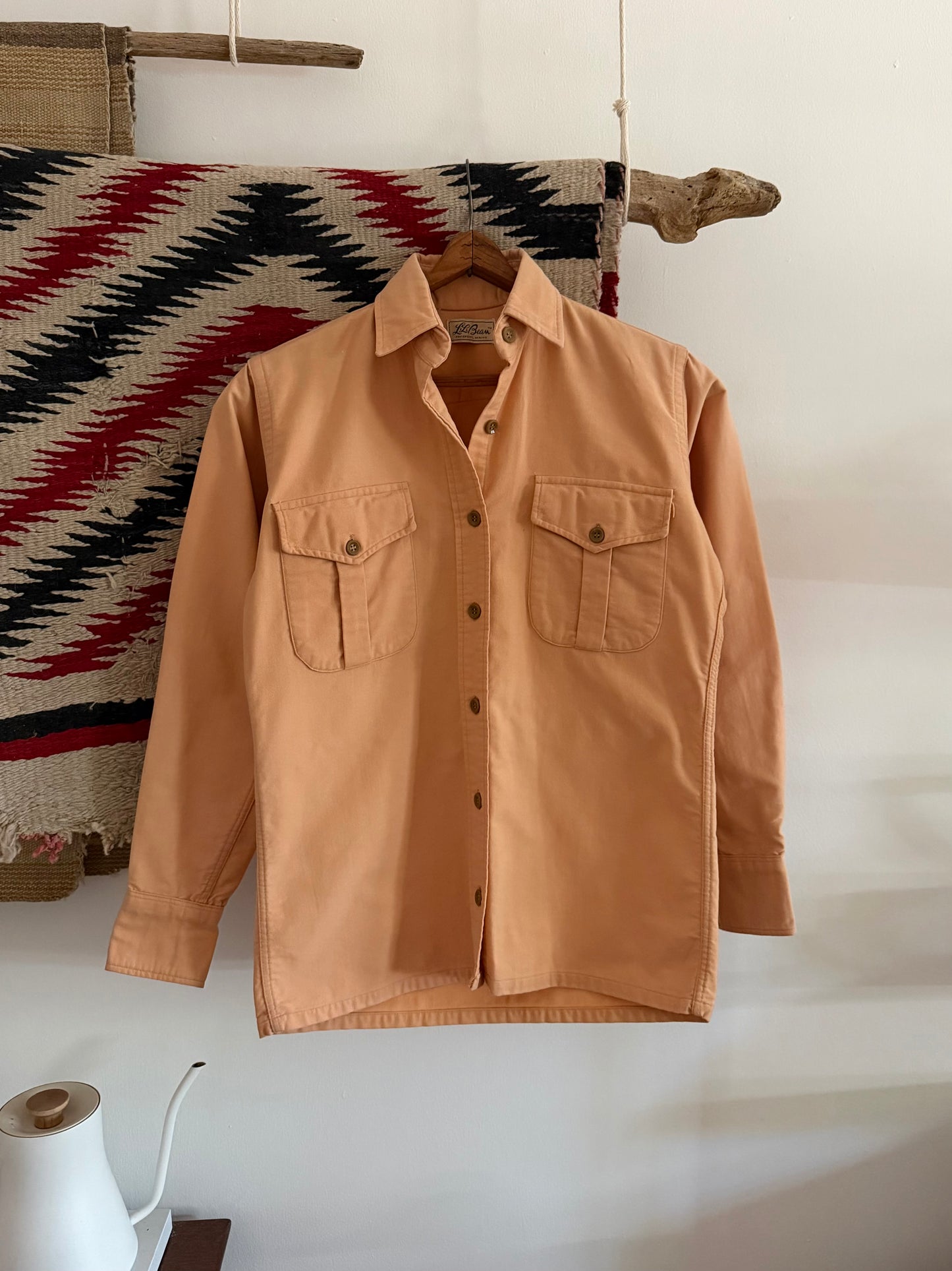 1970s L.L. Bean peach chamois cloth shirt
