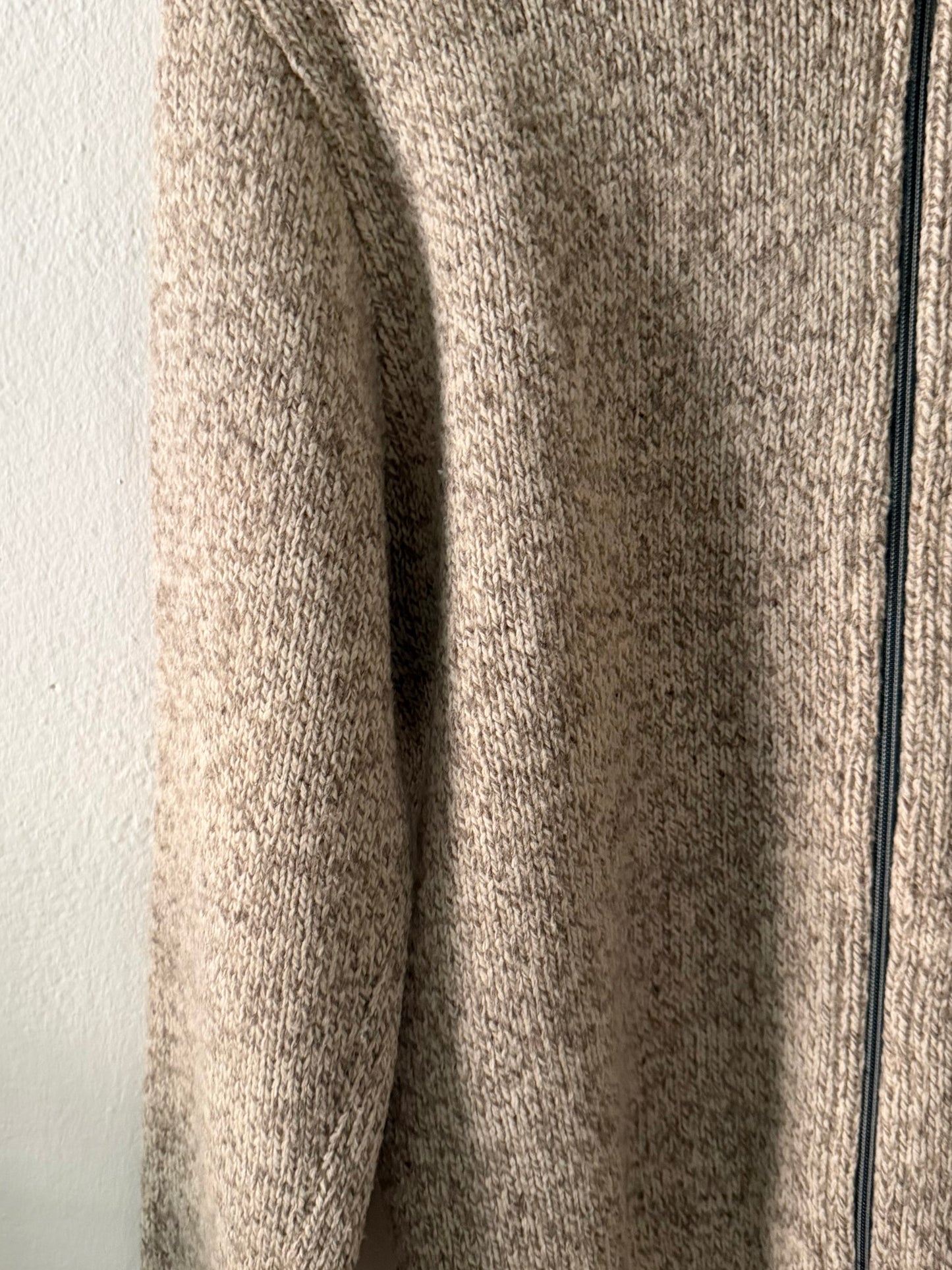 1990s L.L. Bean oatmeal heather full-zip turtleneck sweater