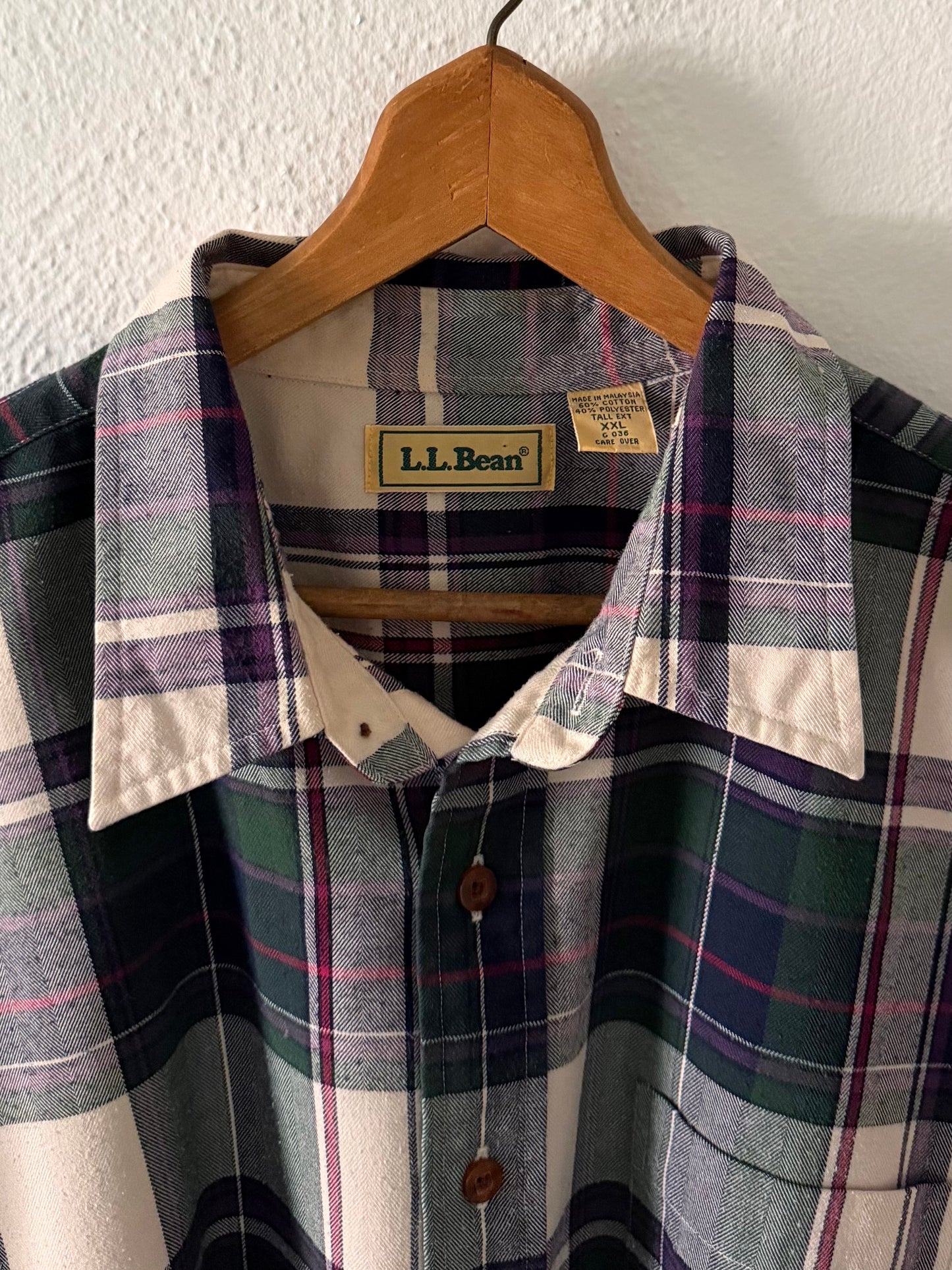 1980s L.L. Bean herringbone textured plaid shirt