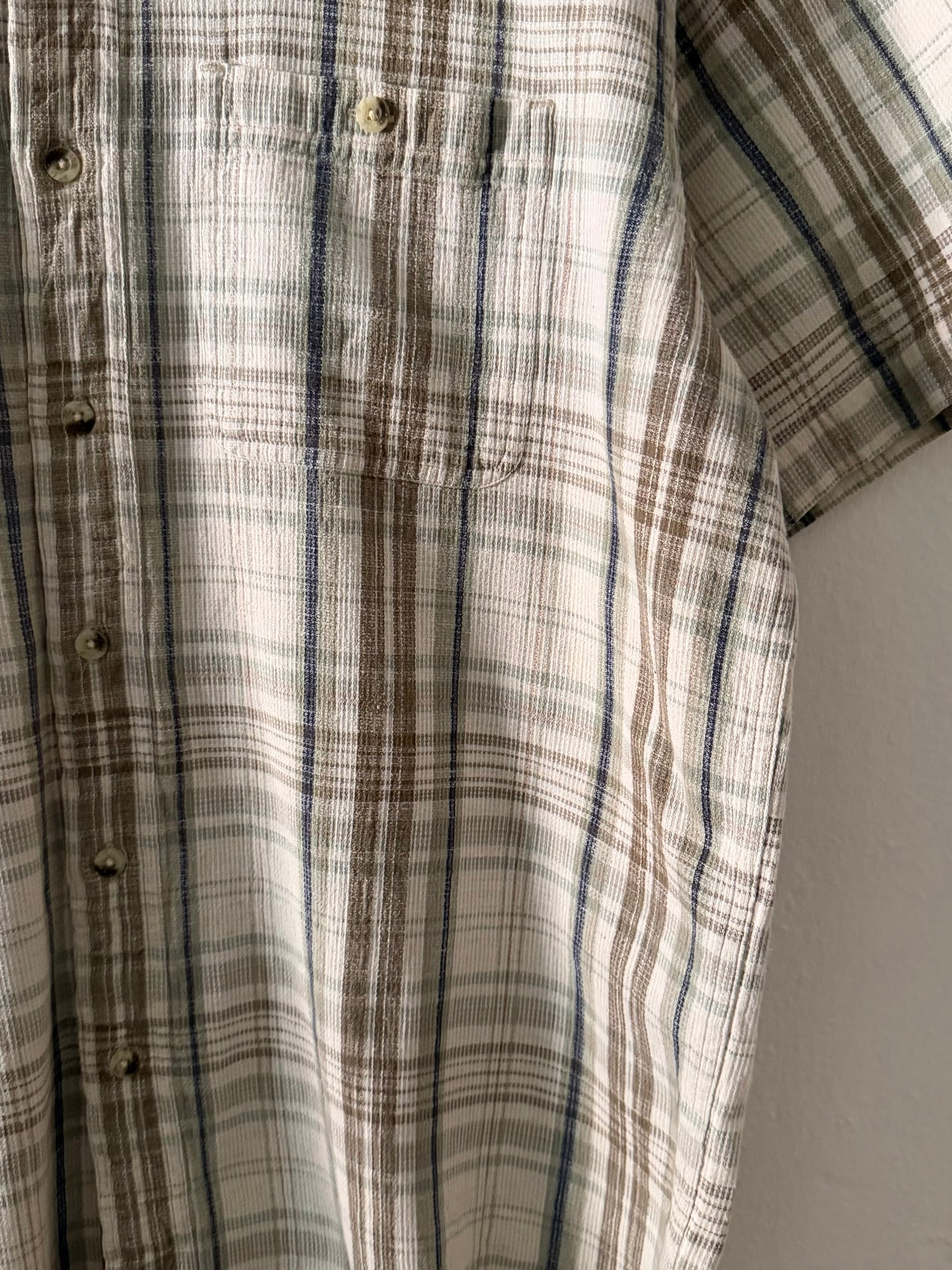 1980s L.L. Bean textured plaid cotton shirt