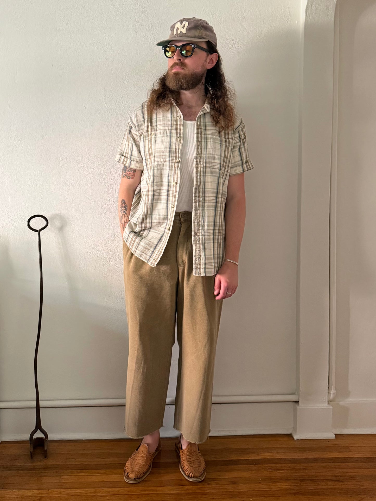 1980s L.L. Bean textured plaid cotton shirt