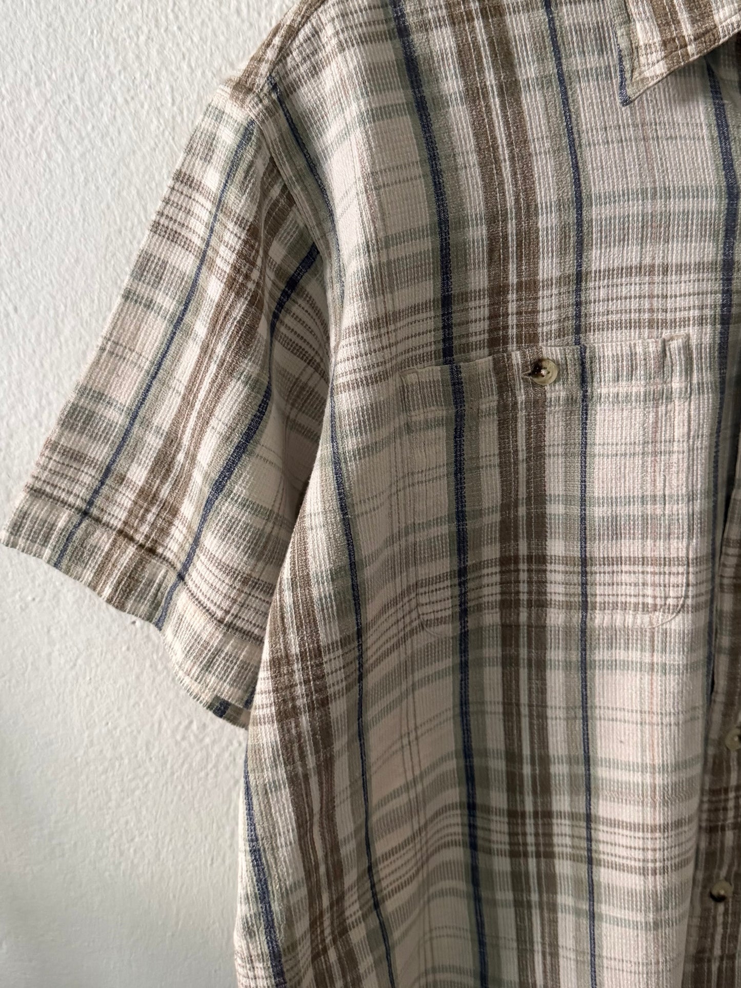 1980s L.L. Bean textured plaid cotton shirt