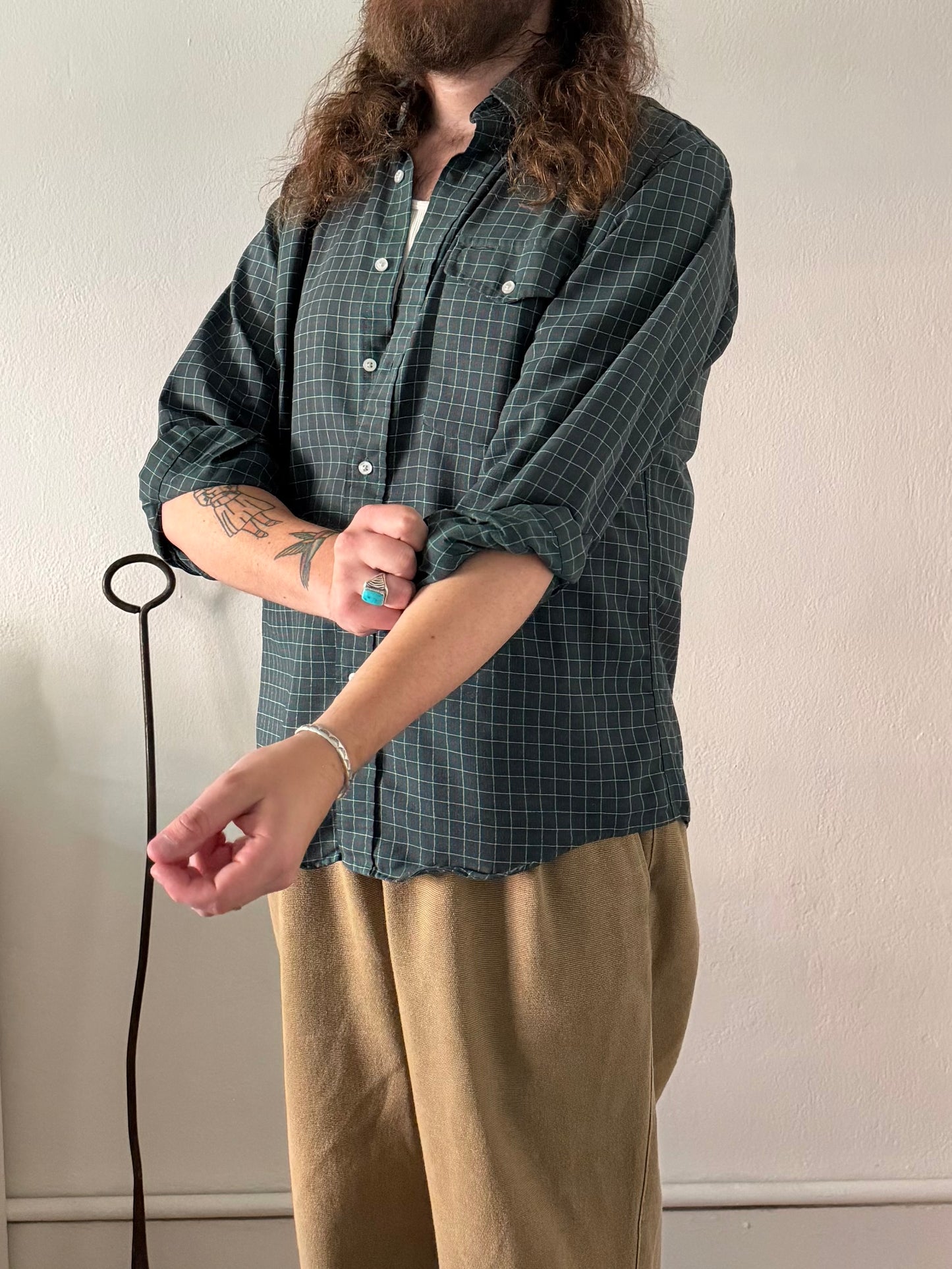 1980s L.L. Bean plaid oxford shirt