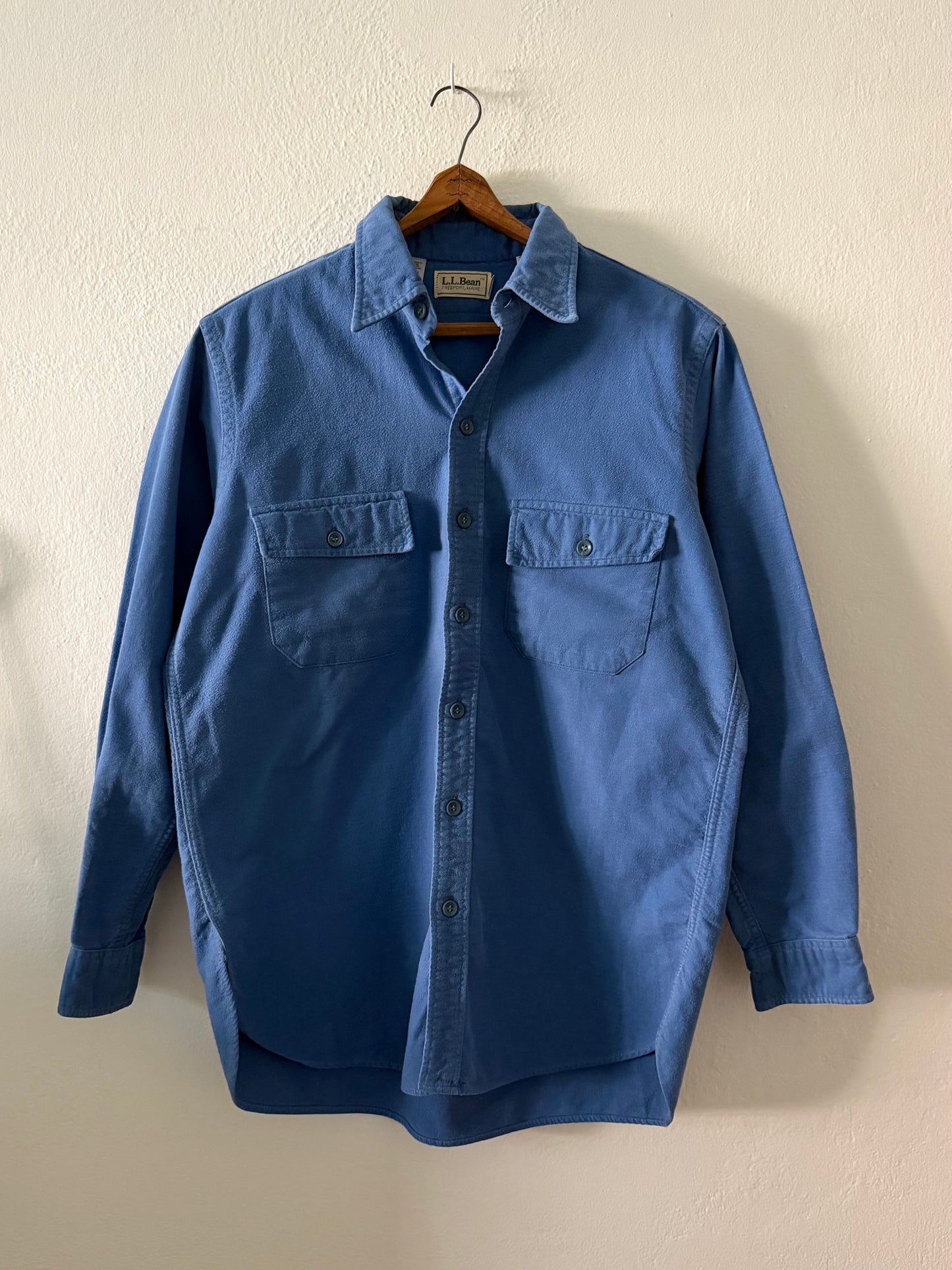 1980s L.L. Bean blue chamois cloth shirt