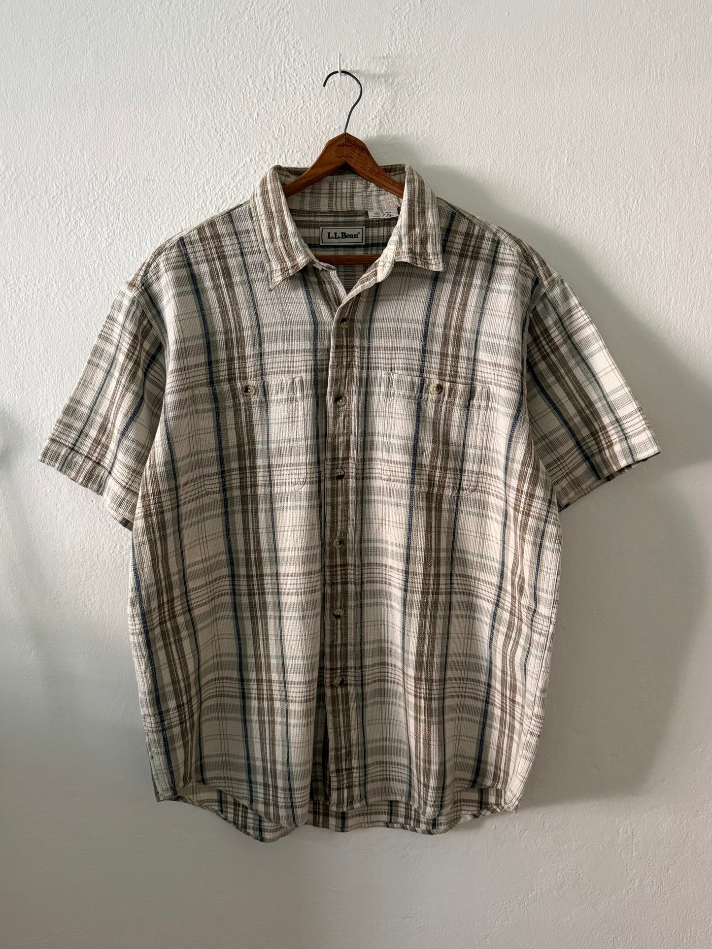 1980s L.L. Bean textured plaid cotton shirt