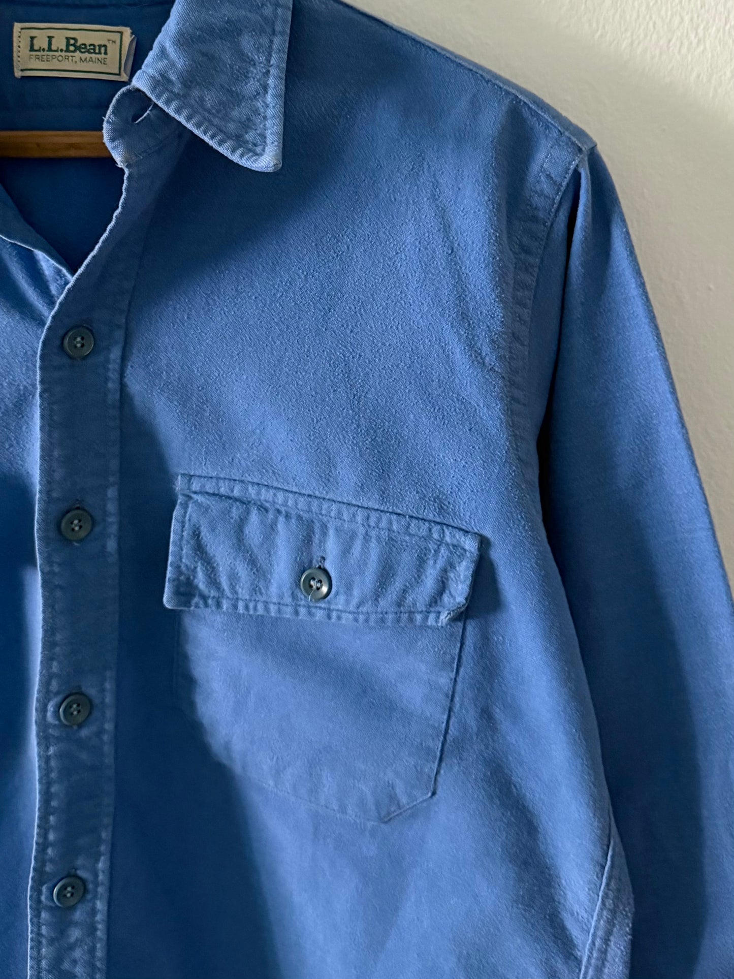 1980s L.L. Bean blue chamois cloth shirt
