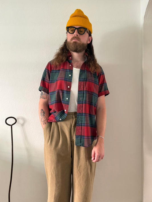 1980s L.L. Bean plaid oxford shirt