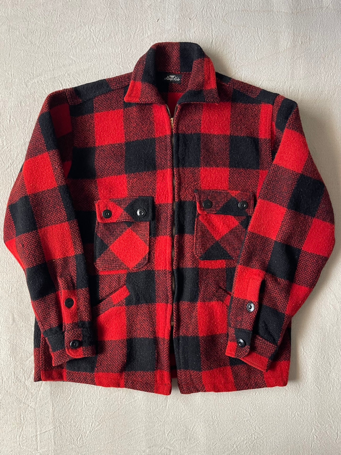 1950s King Kole buffalo plaid zippered jacket