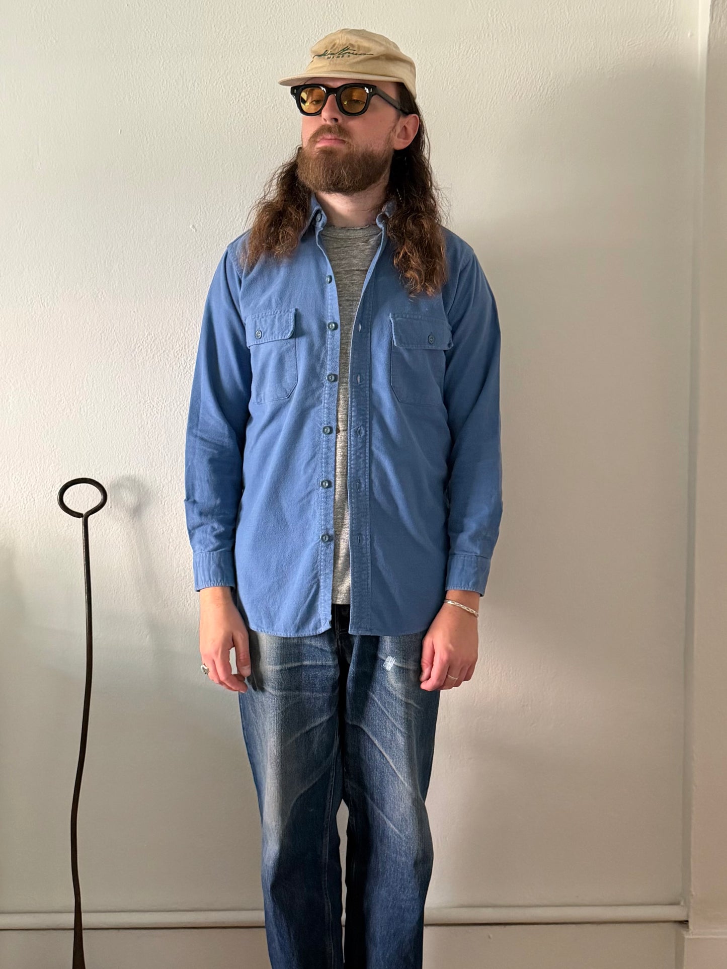 1980s L.L. Bean blue chamois cloth shirt