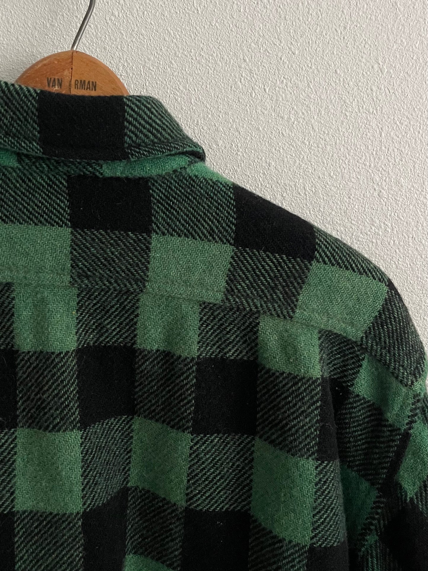 1960s Pilgrim by Sears green buffalo plaid work shirt