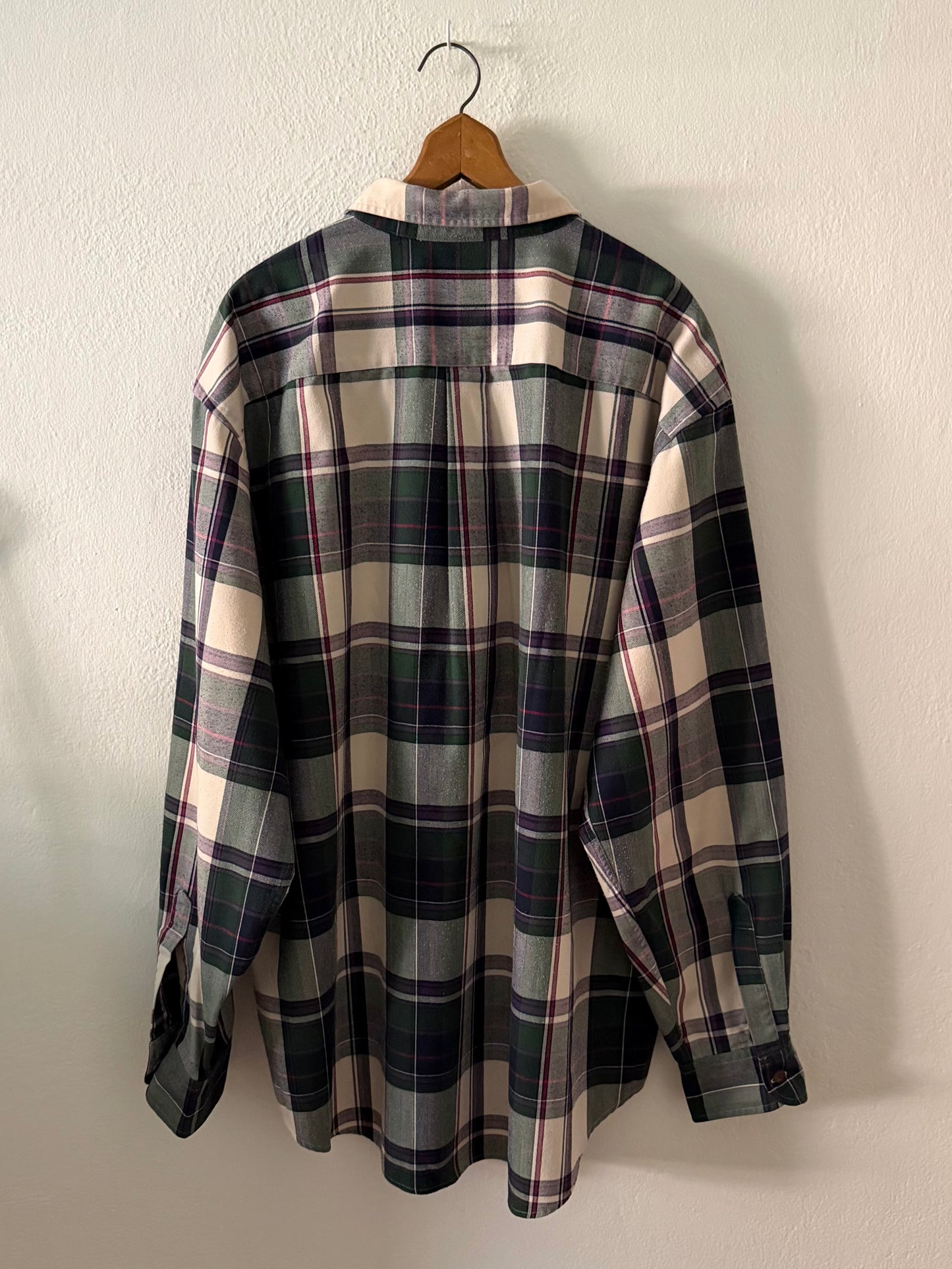 1980s L.L. Bean herringbone textured plaid shirt