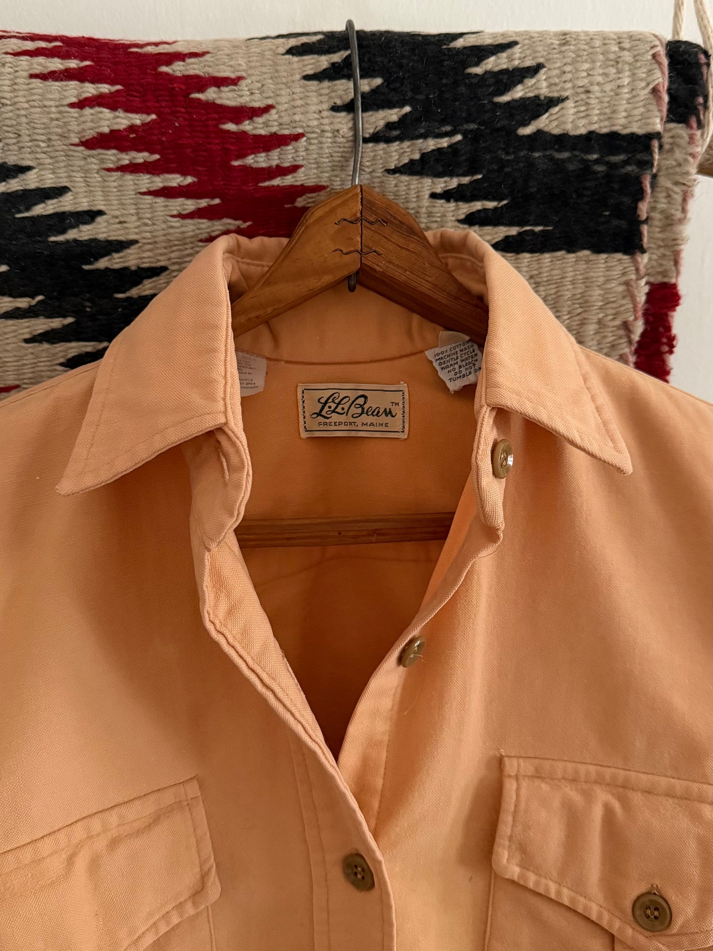 1970s L.L. Bean peach chamois cloth shirt