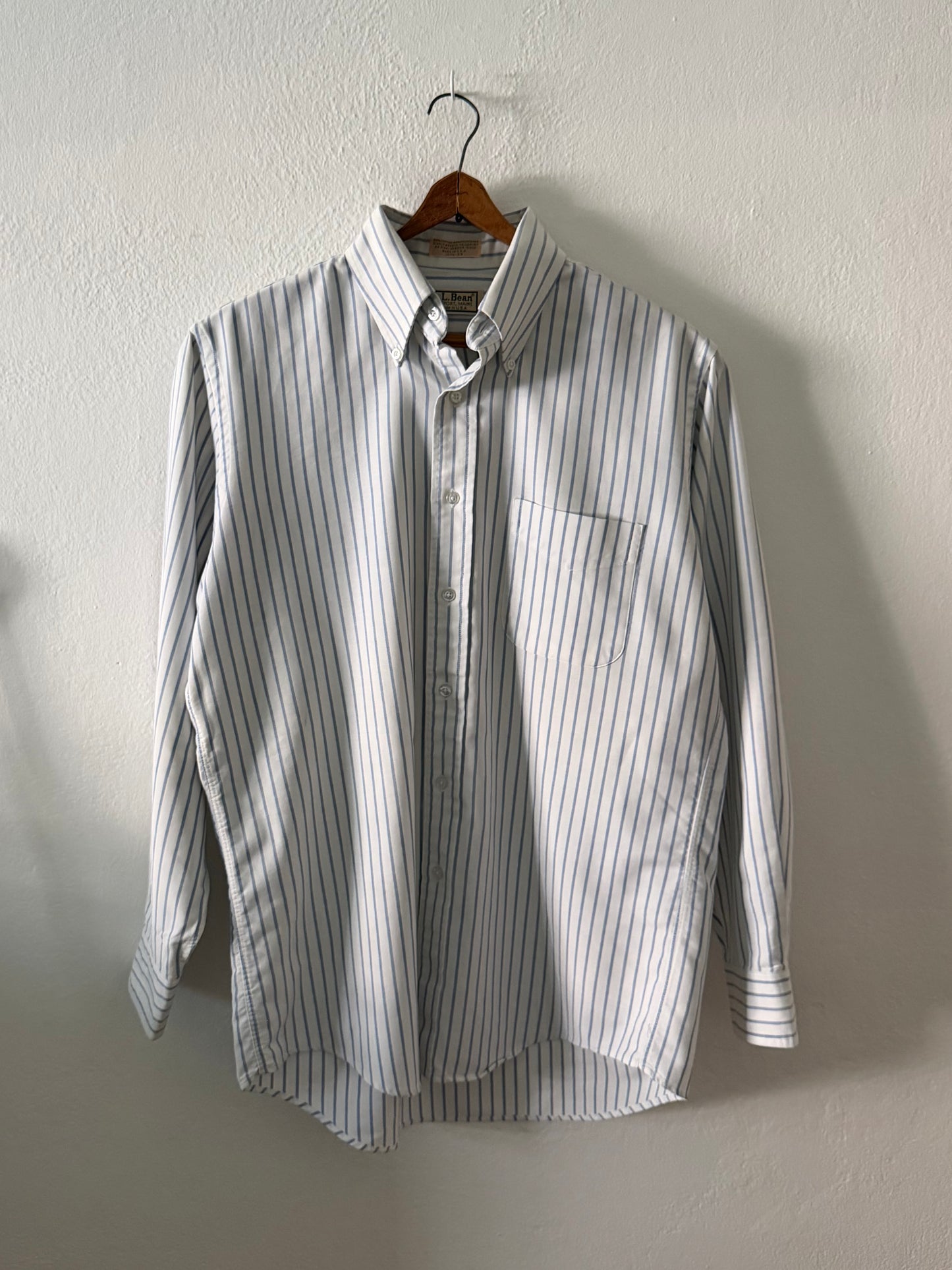 1990s L.L. Bean white/blue striped oxford shirt