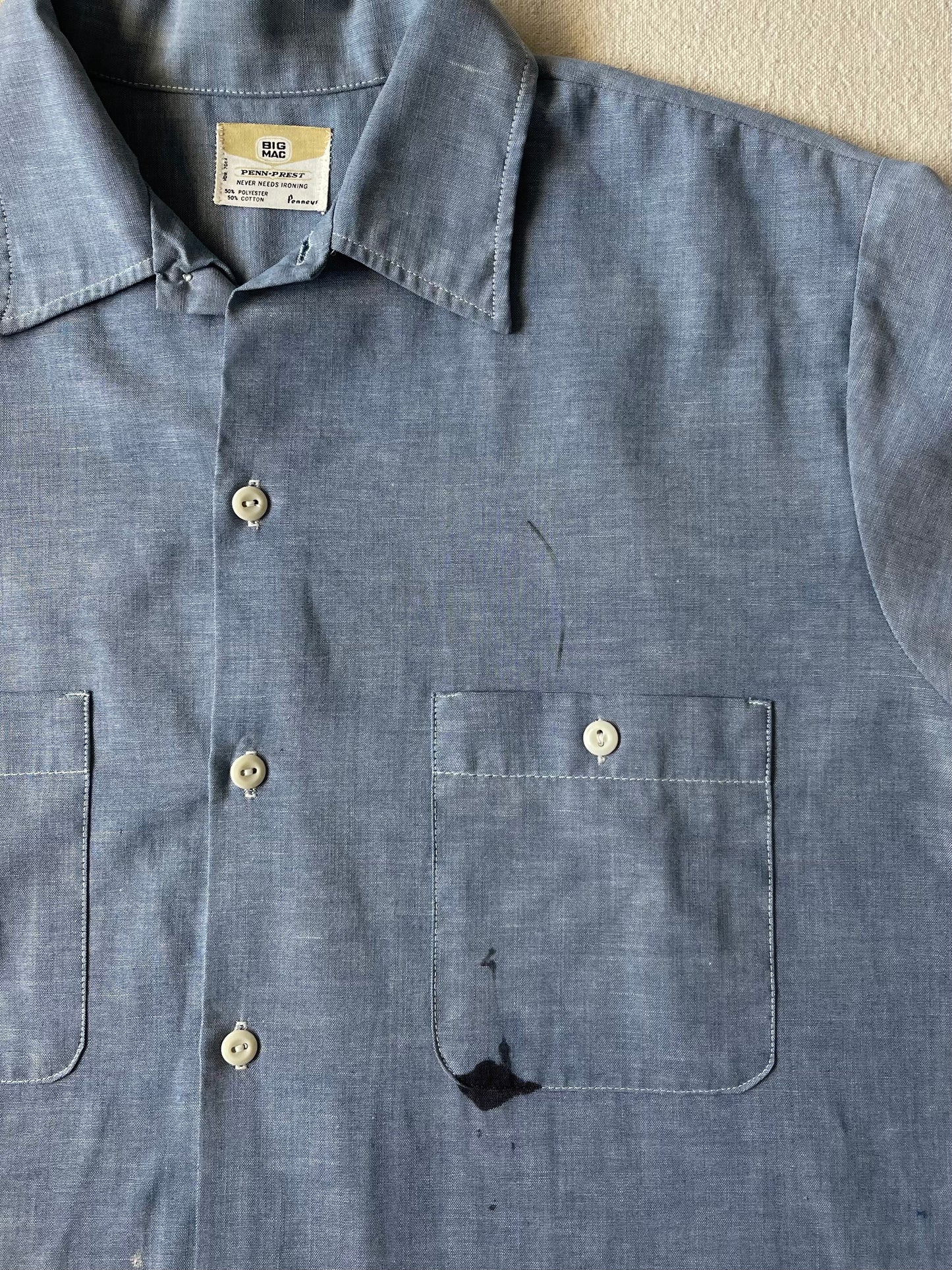 1960s short sleeve Penneys Big Mac chambray work shirt