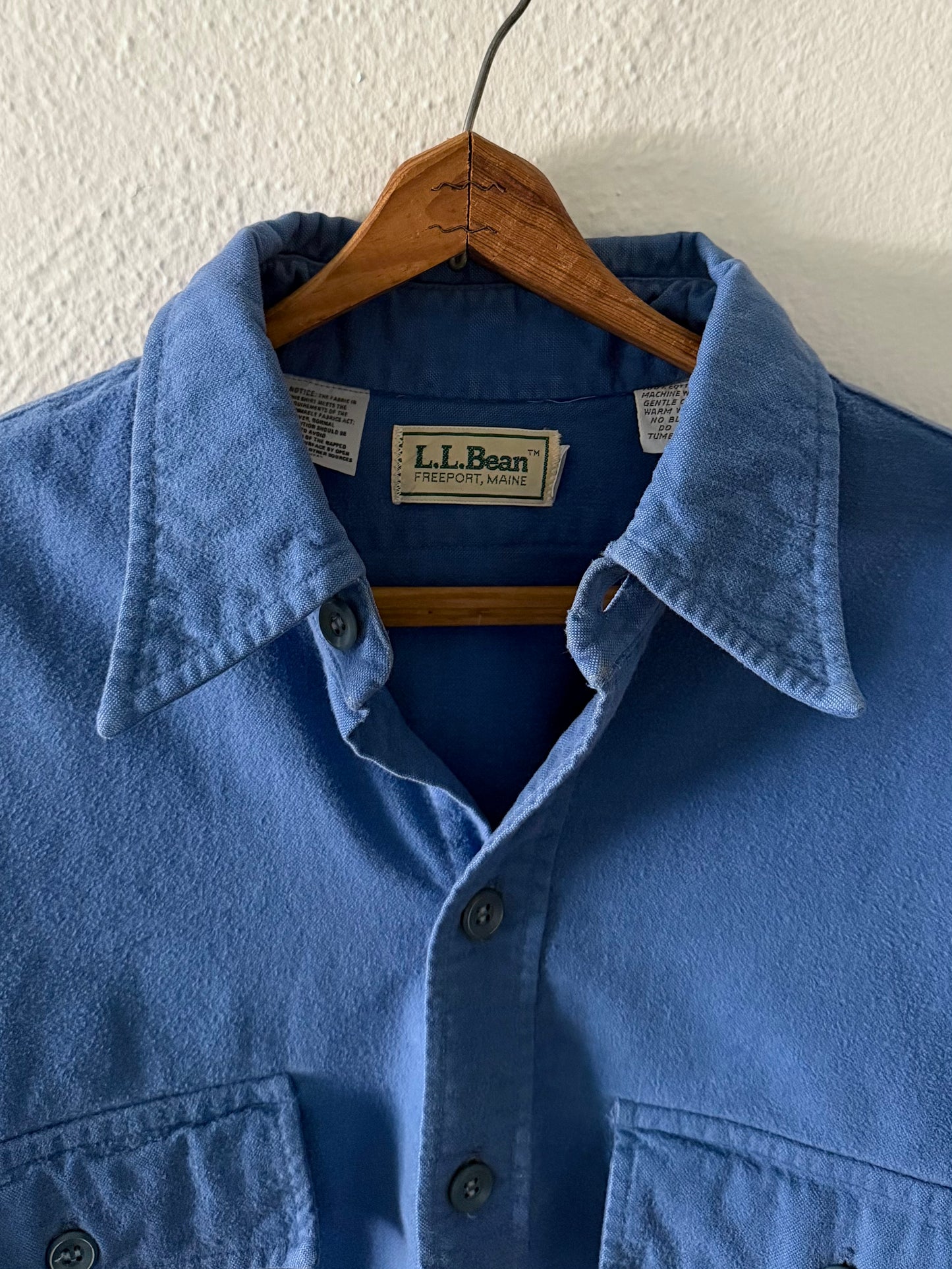 1980s L.L. Bean blue chamois cloth shirt