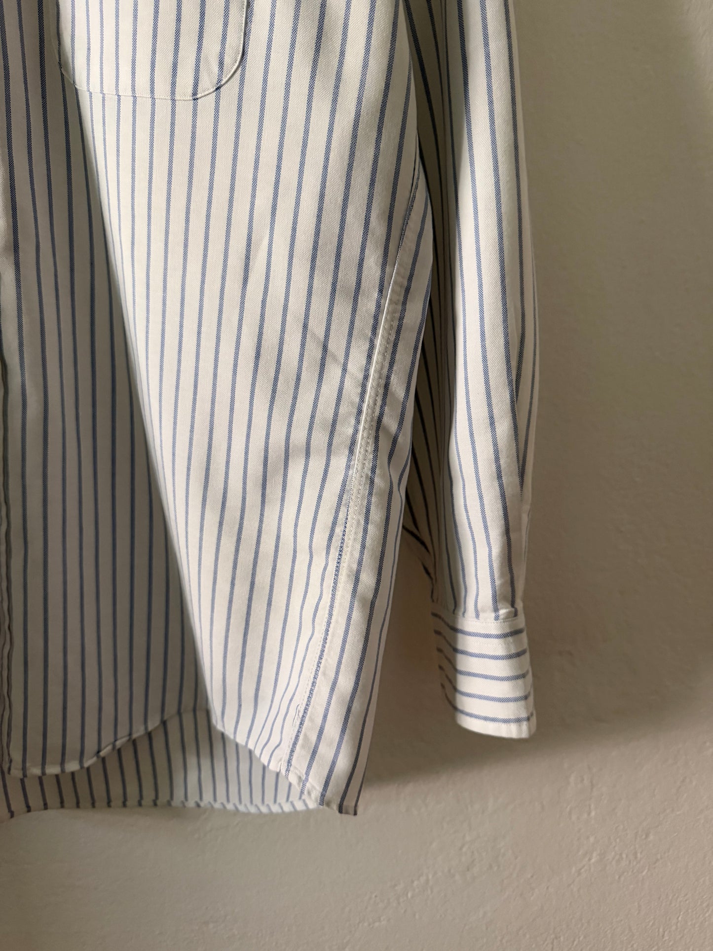 1990s L.L. Bean white/blue striped oxford shirt