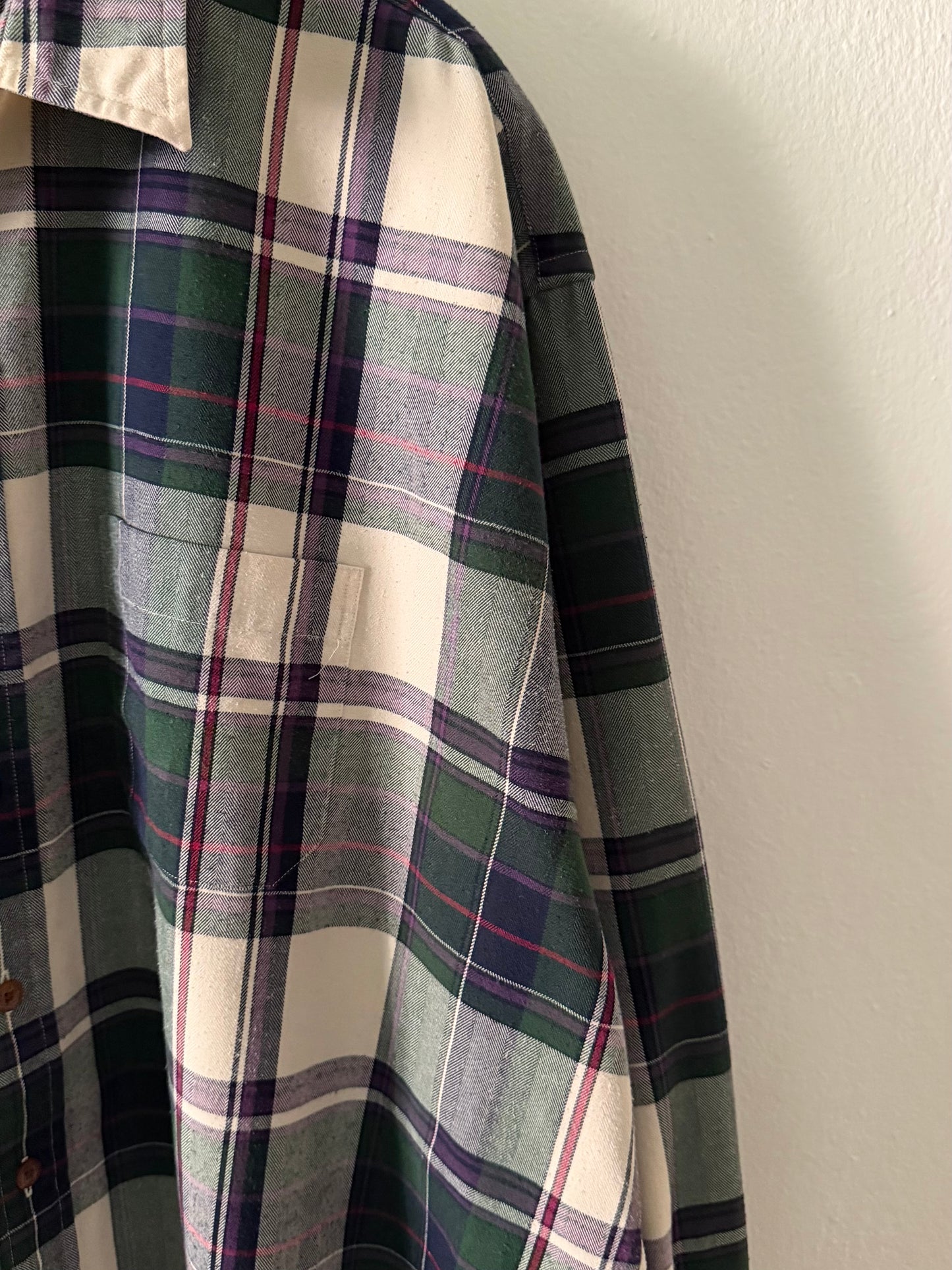 1980s L.L. Bean herringbone textured plaid shirt