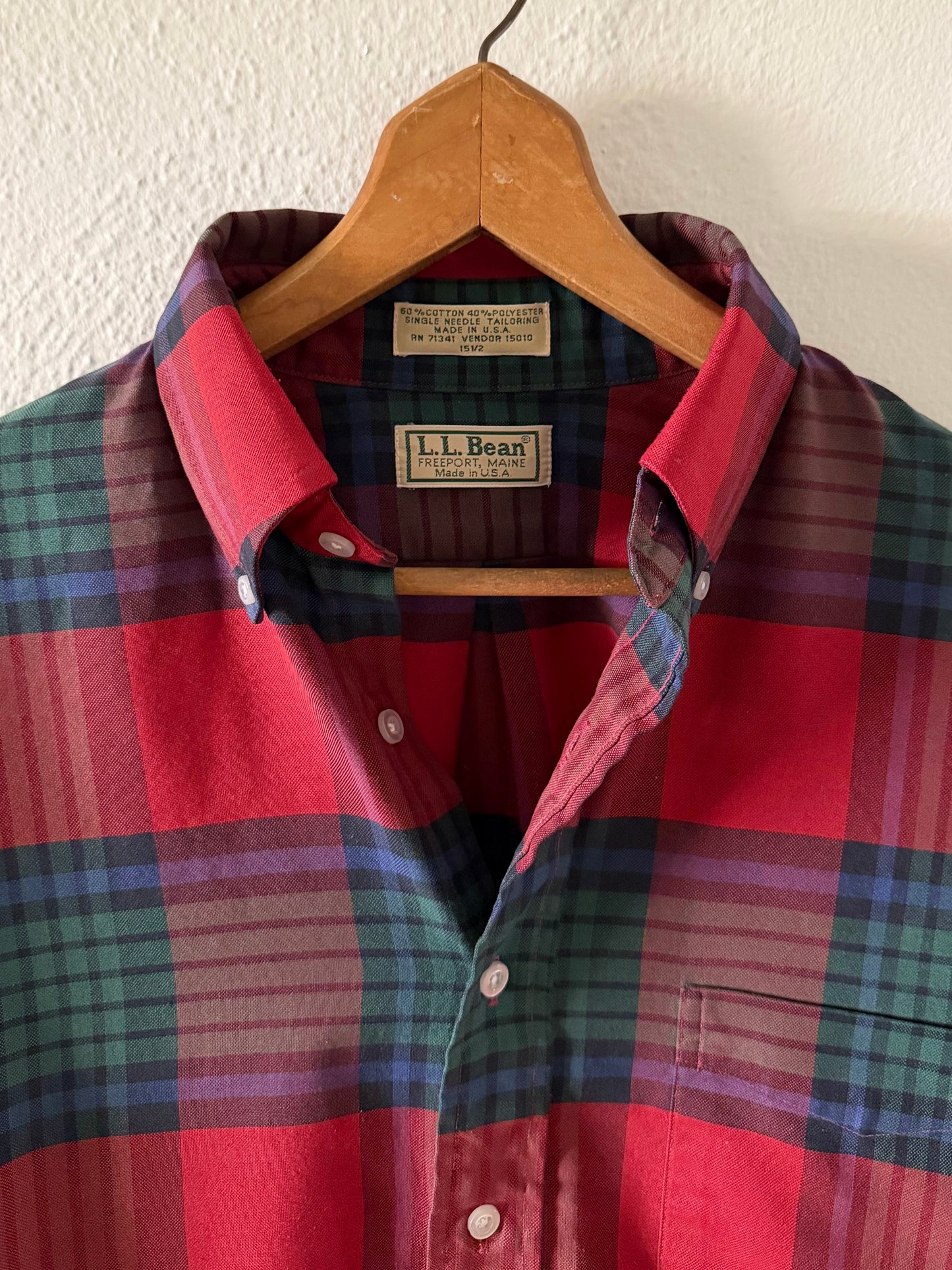 1980s L.L. Bean plaid oxford shirt