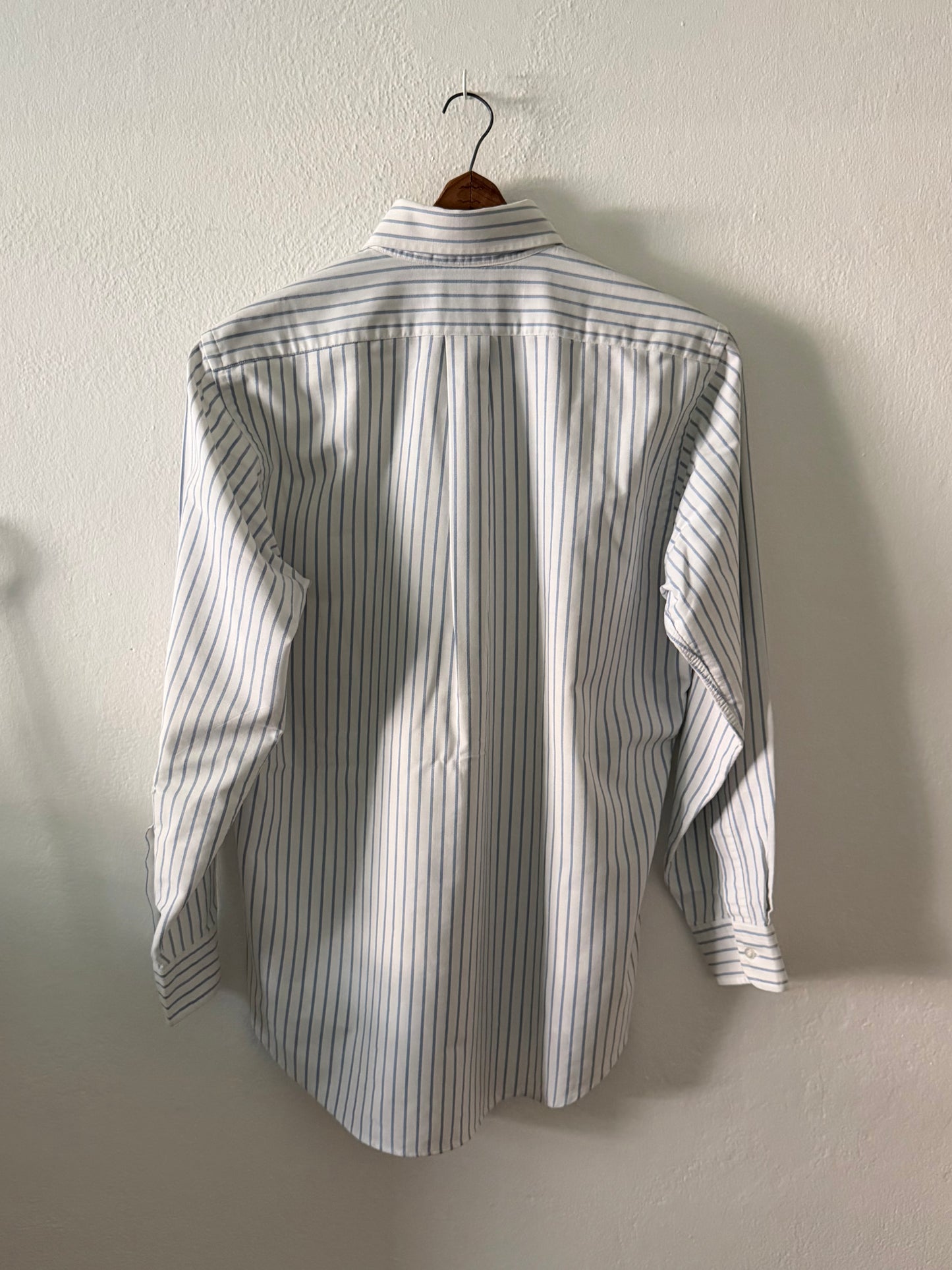 1990s L.L. Bean white/blue striped oxford shirt