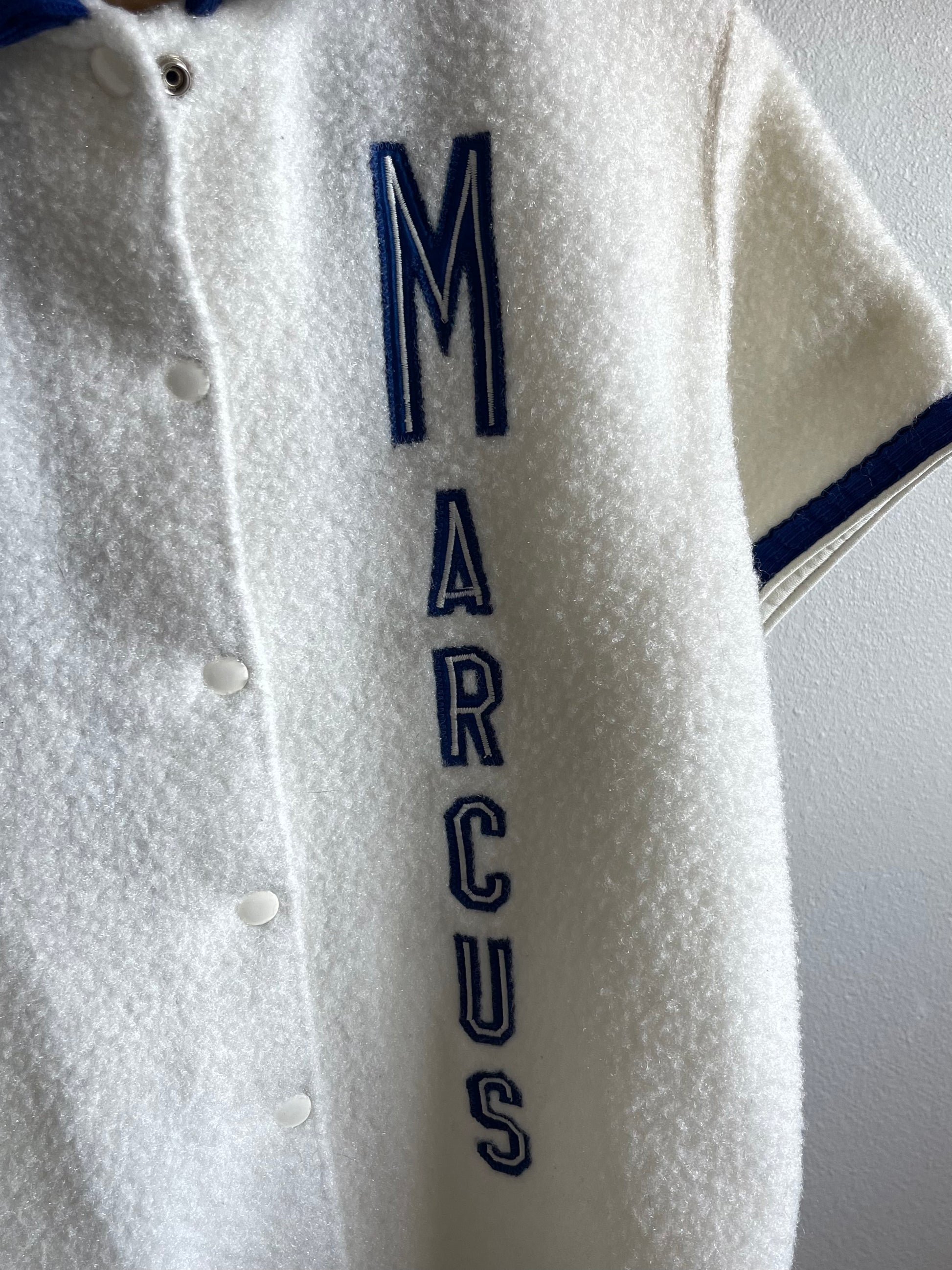 1950s 'Marcus Eagles' high school basketball fleece warm-up jacket