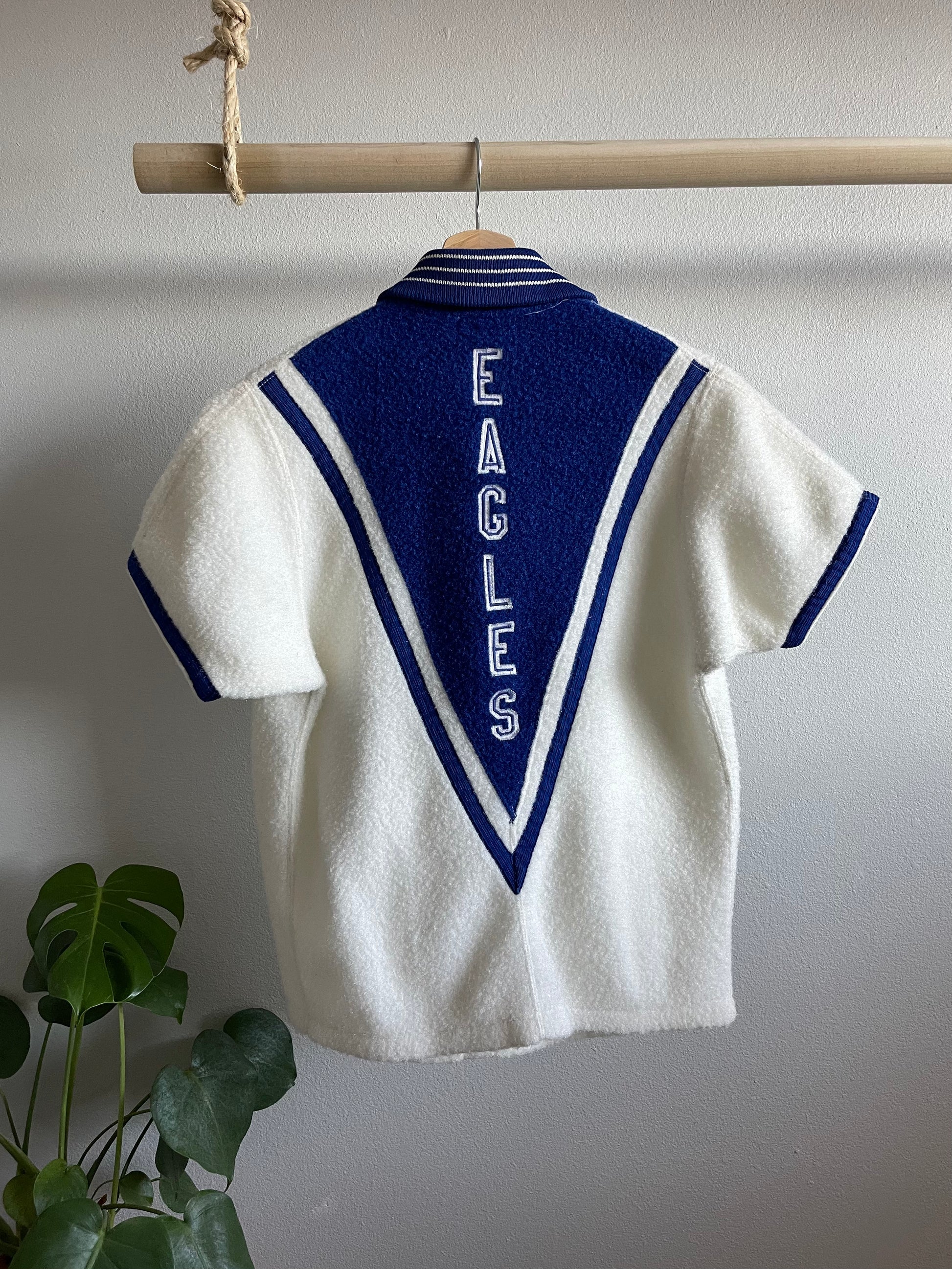 1950s 'Marcus Eagles' high school basketball fleece warm-up jacket