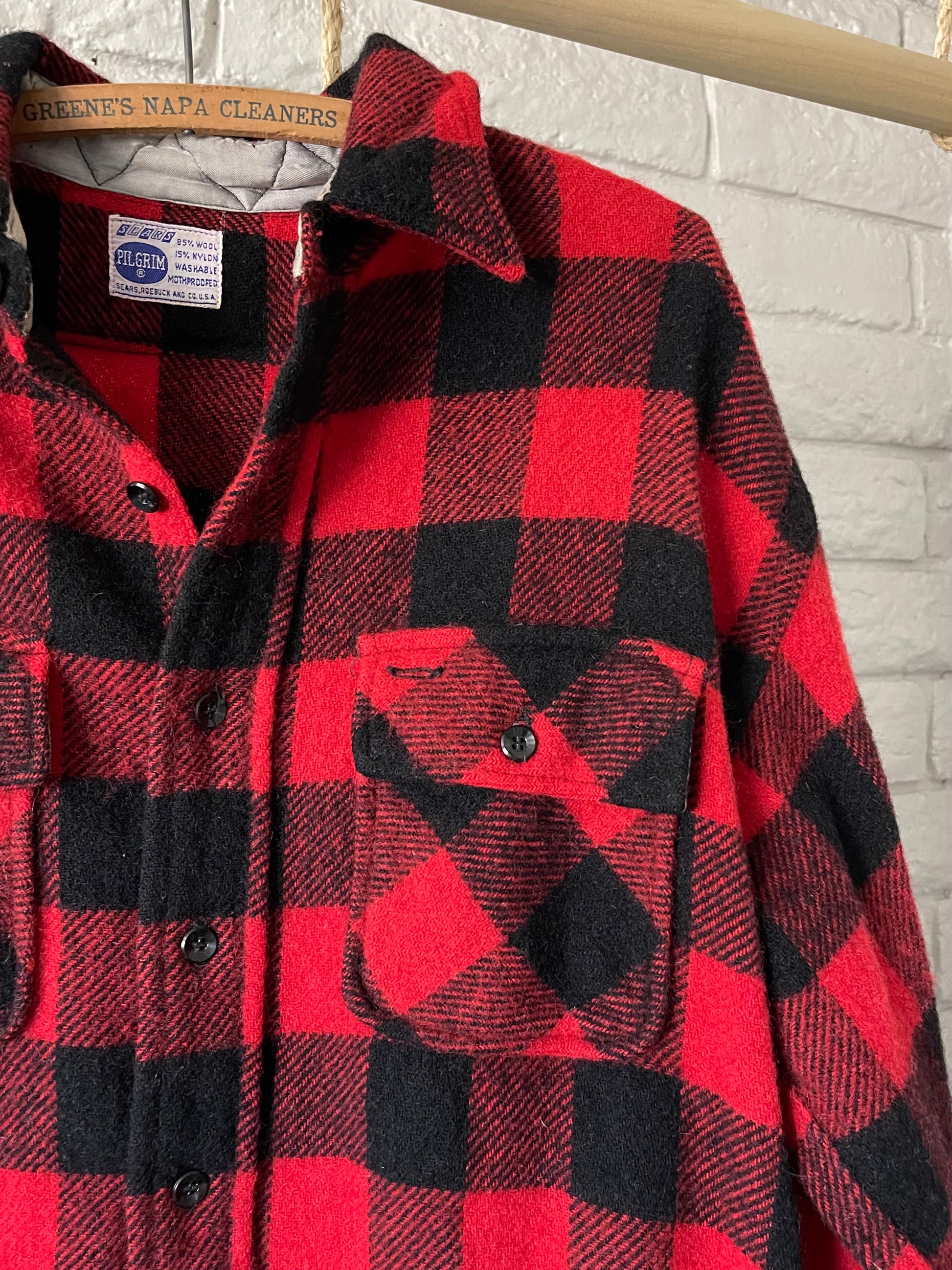 1950s Sears Pilgrim wool buffalo plaid CPO shirt