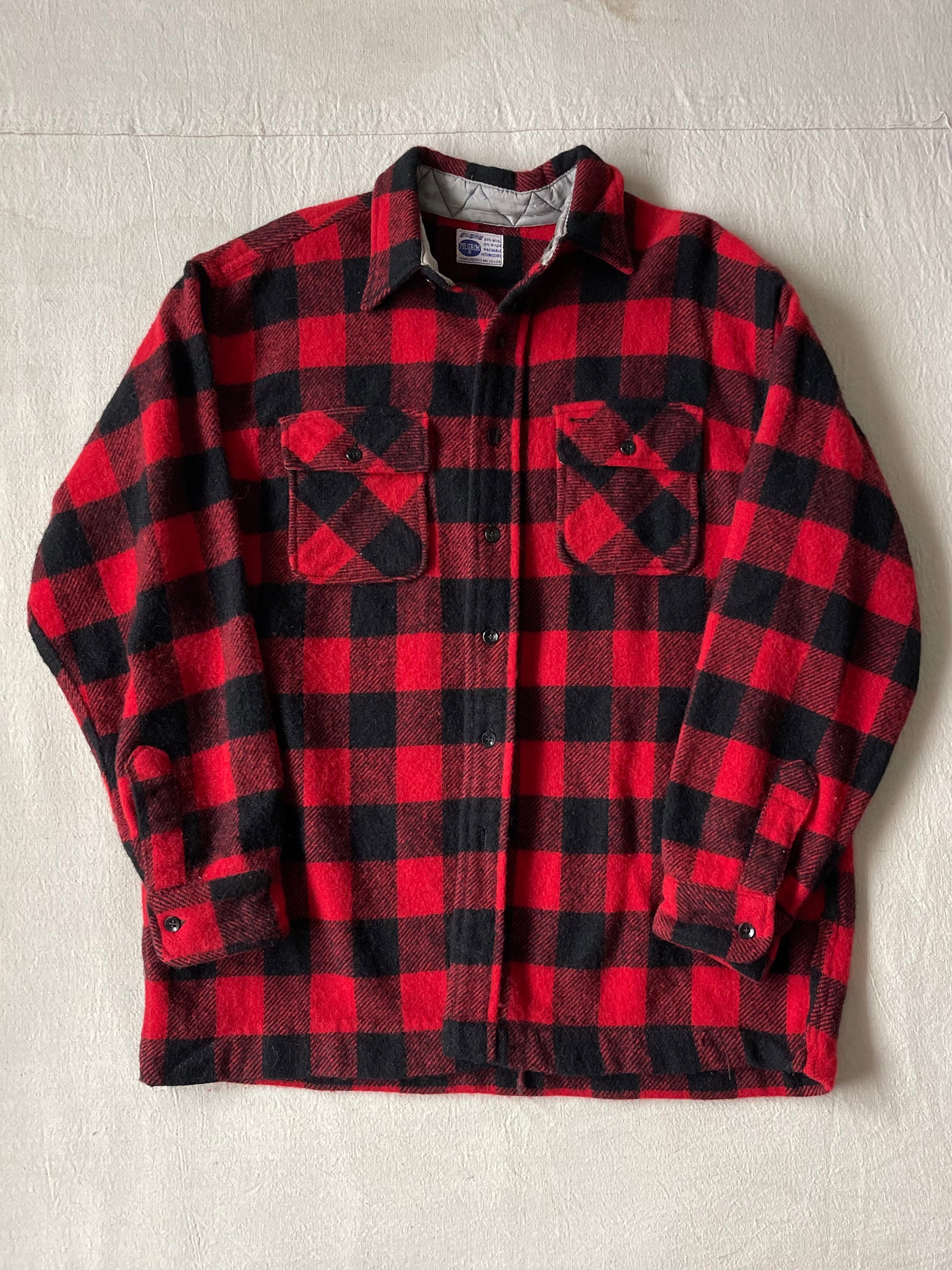 1950s Sears Pilgrim wool buffalo plaid CPO shirt